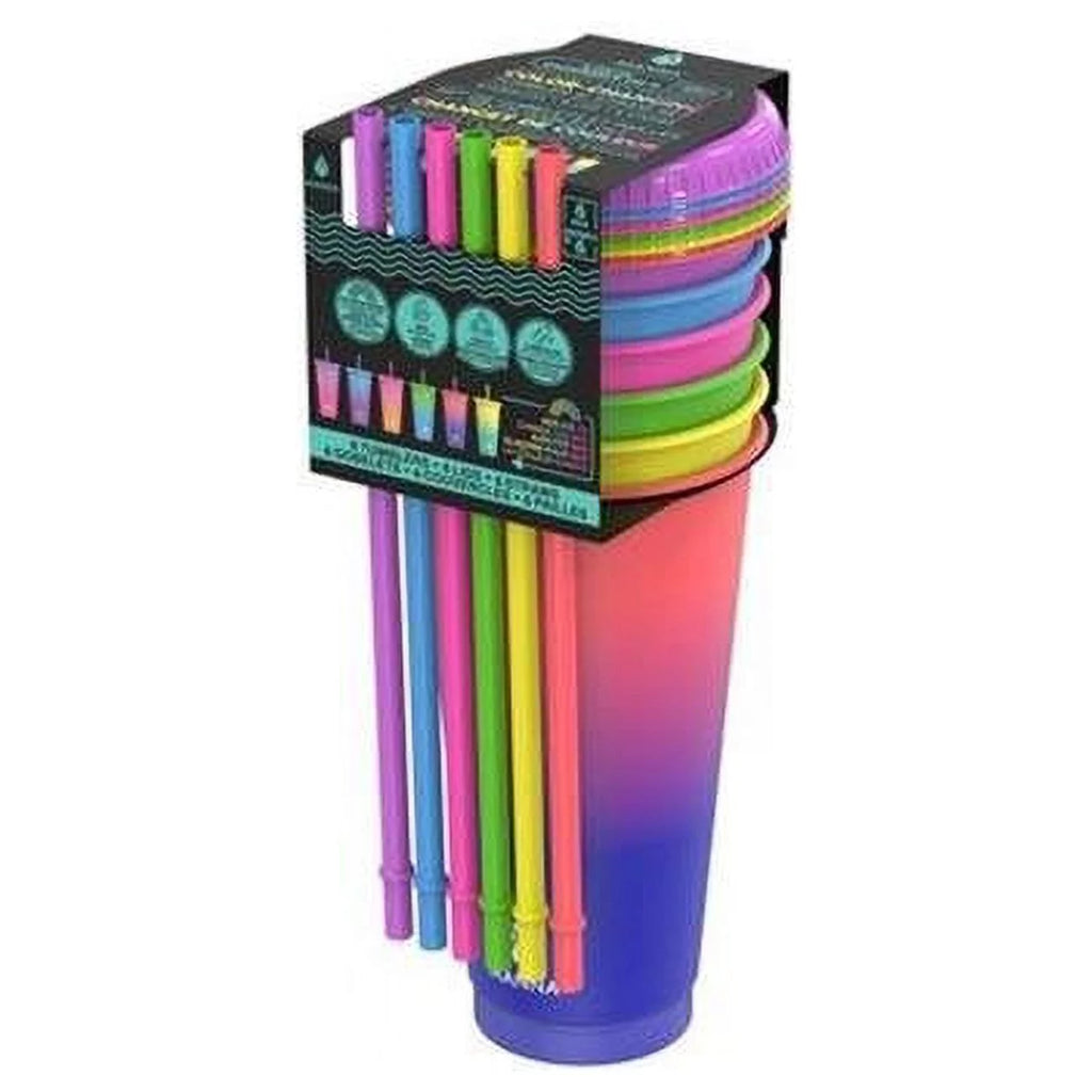 24 oz Color Changing Tumbler Lid & Straw Pack of 6 E3802