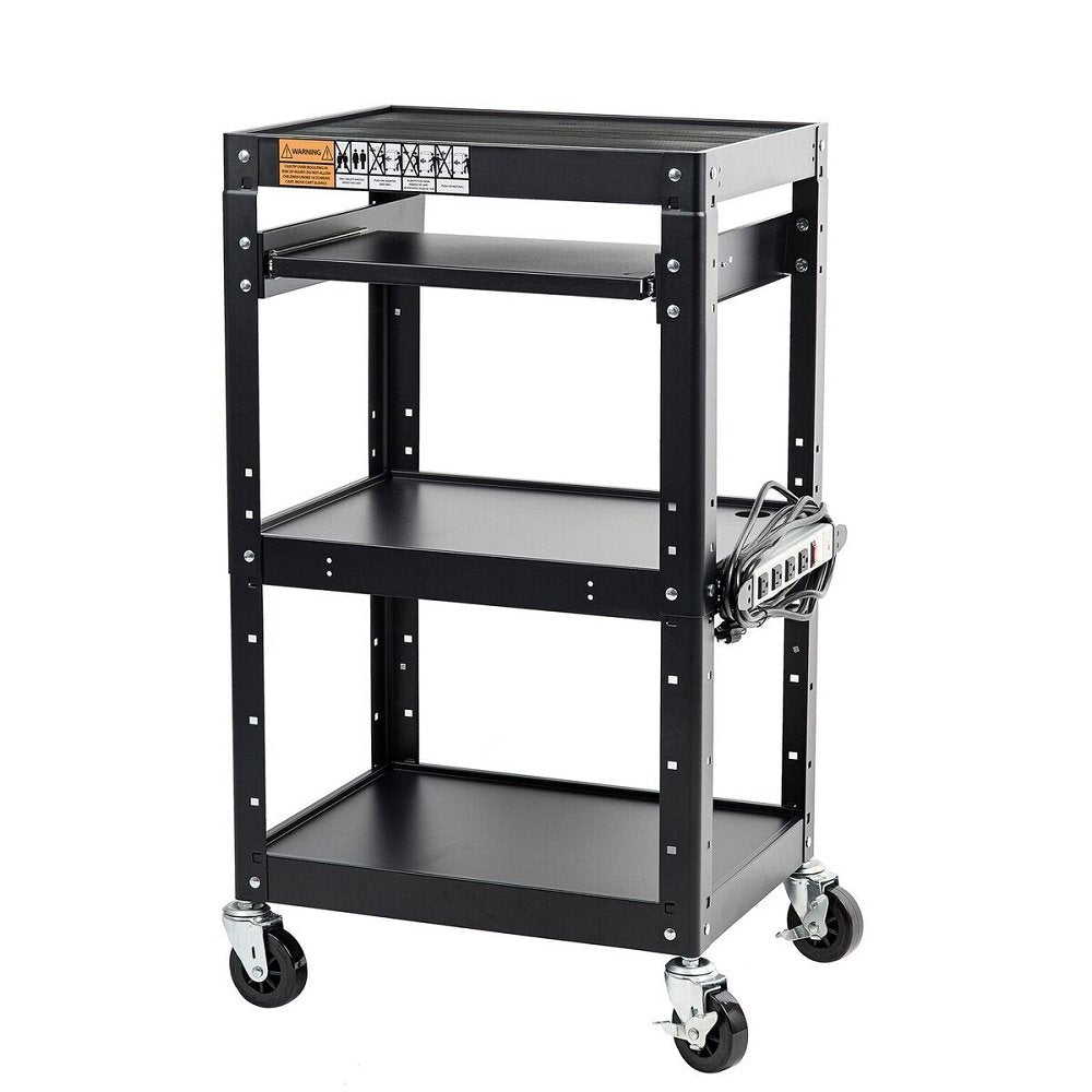 Black Metal Rolling Storage Cart with Adjustable Shelves N4450