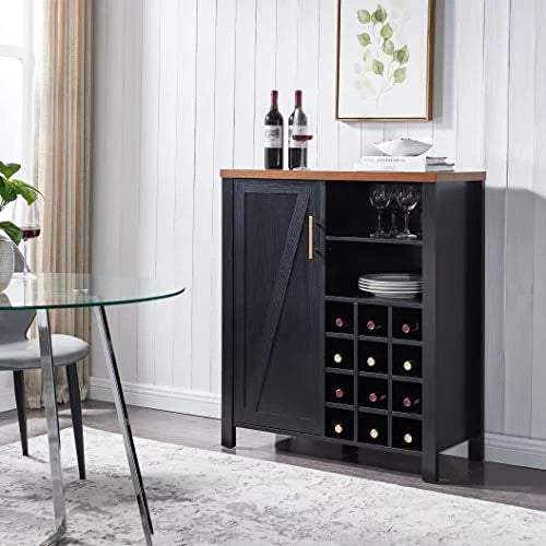 Black Sideboard Buffet Wine Liquor Bar Cabinet D5319