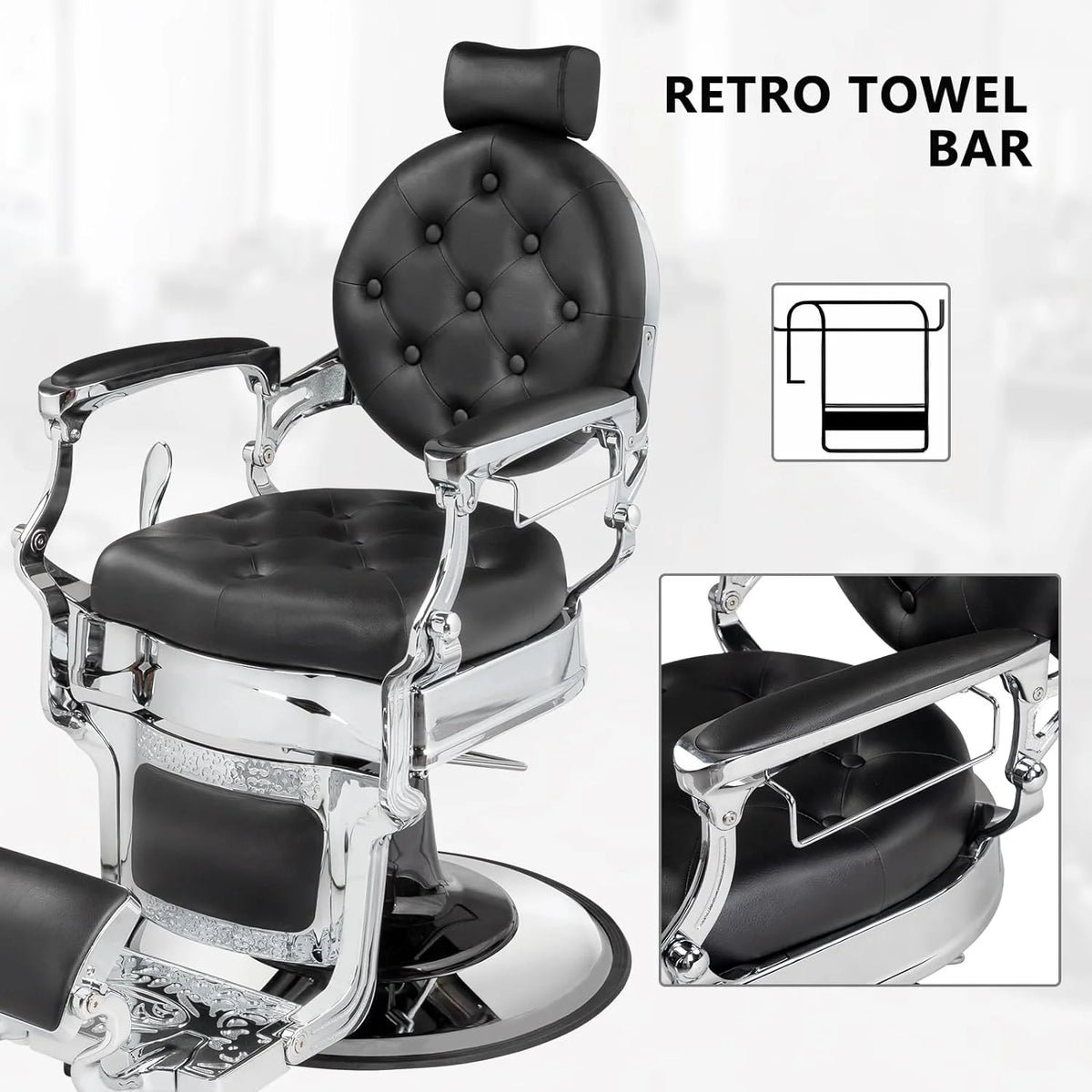 Vintage Reclining Hydraulic Salon Chair with Headrest J4343
