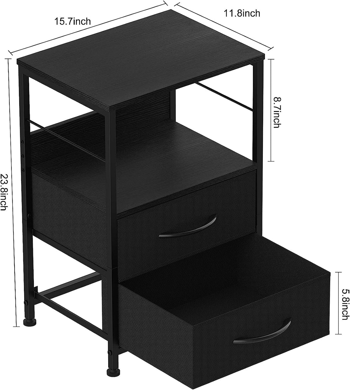 Brown Wood Nightstand with 2 Drawers and Open Shelf C988042