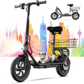 Electric Scooter with Seat, 12" Pneumatic Tire, Foldable V6831