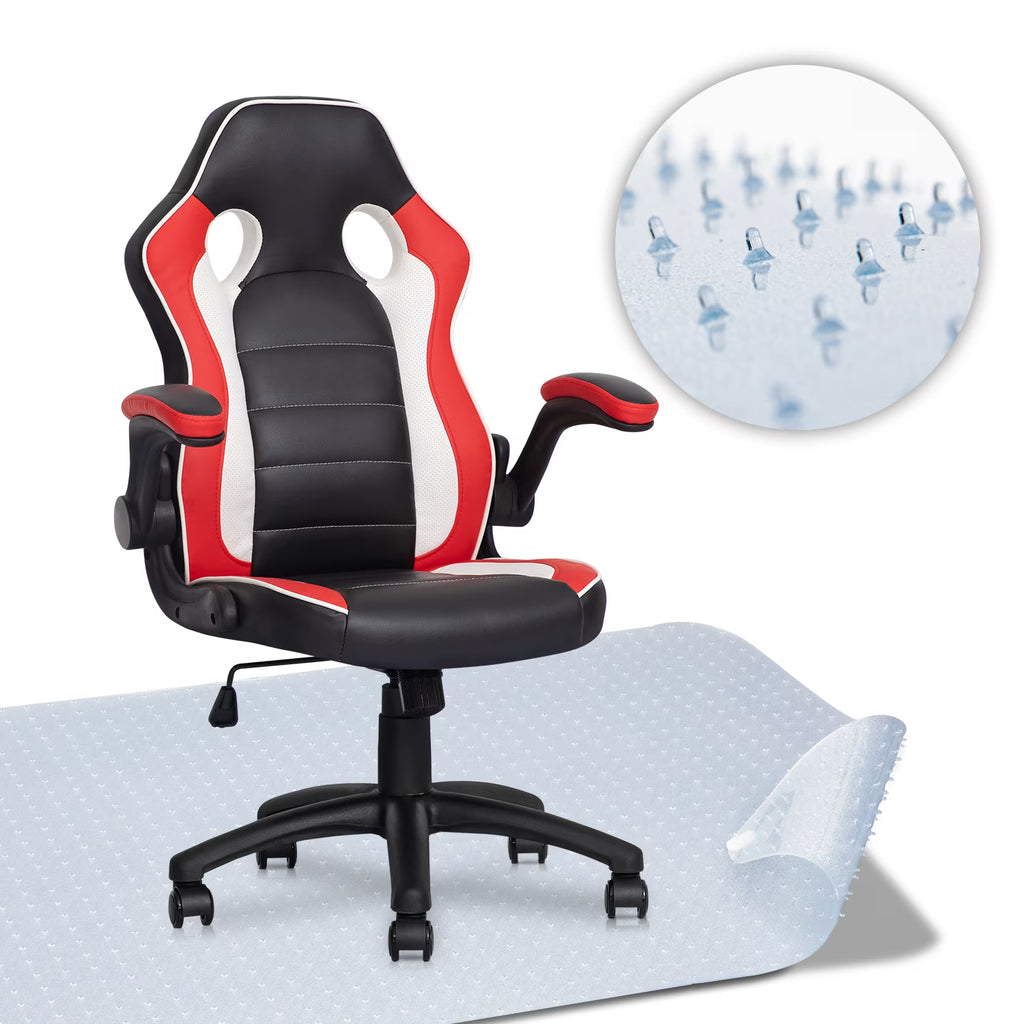 Red Leather High-Back Swivel Gaming Chair with PVC Mat V5927