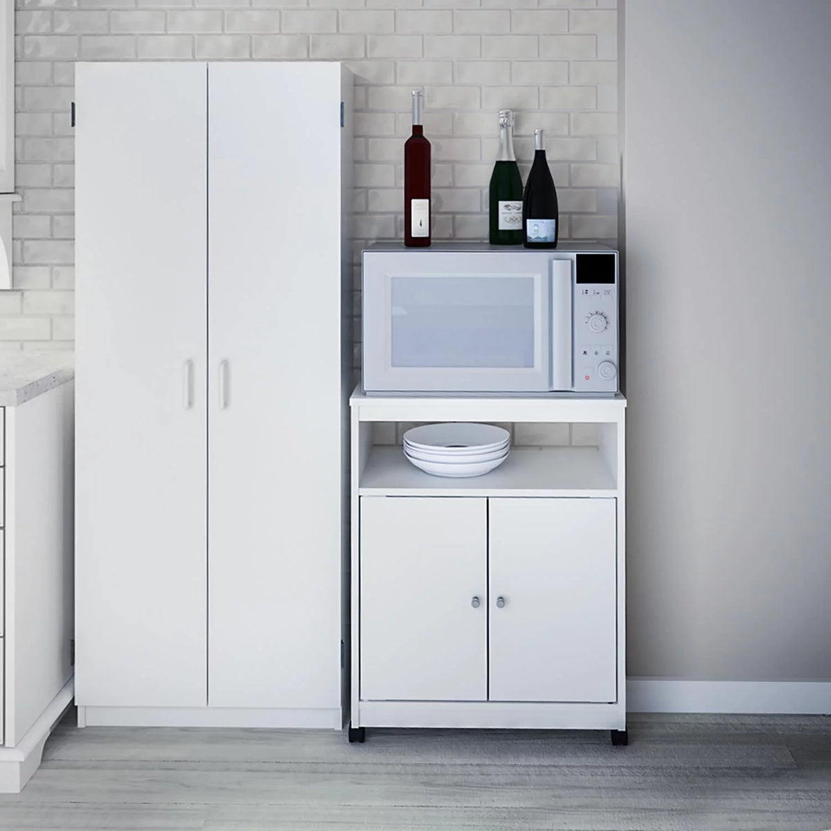 White Kitchen Microwave Cart S19569