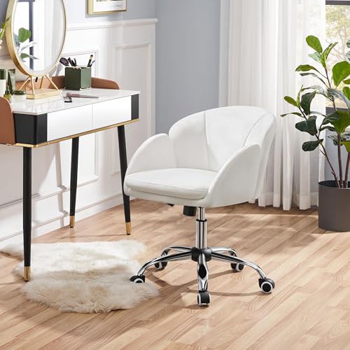 Pink Upholstered Swivel Desk Chair with Armrests V836