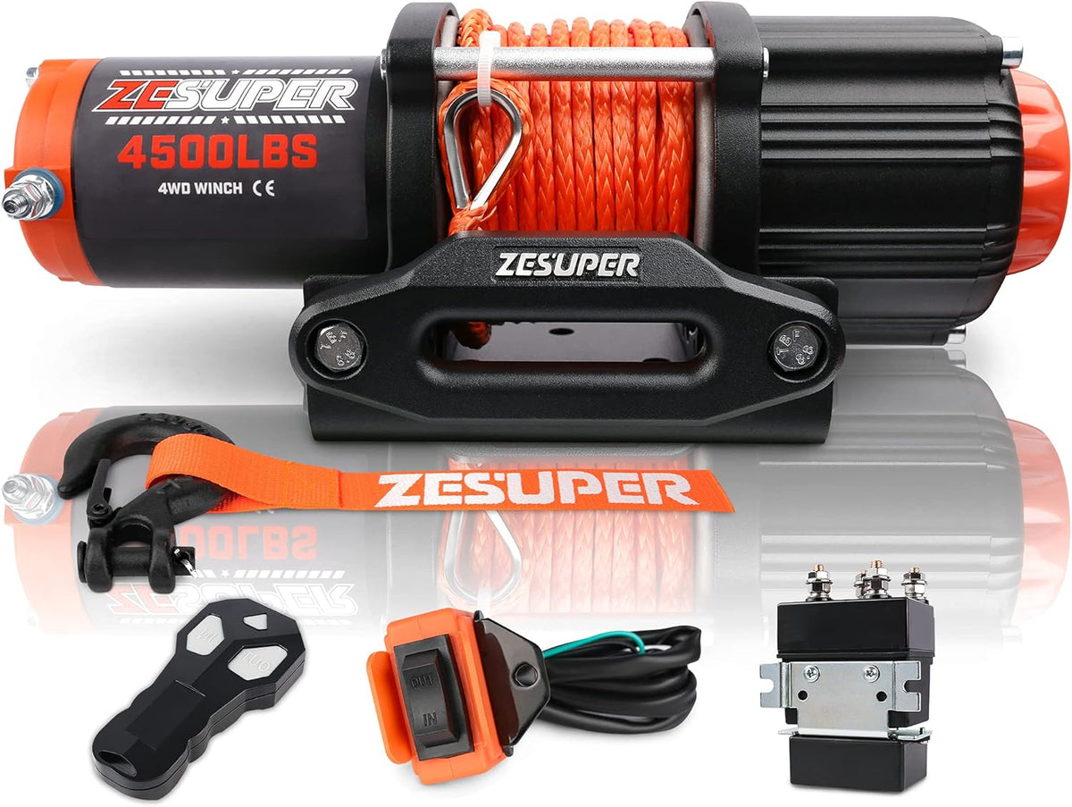 4500-lb Waterproof Electric Winch Kit with Steel Cable O90496