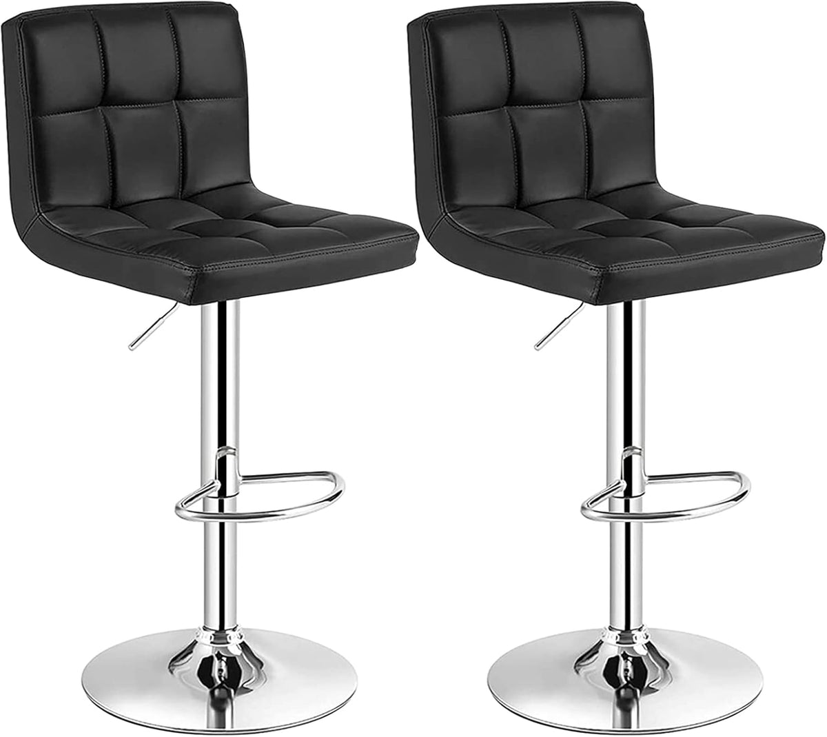 White Set of 2 Swivel Adjustable Bar Stools with Arms V1217