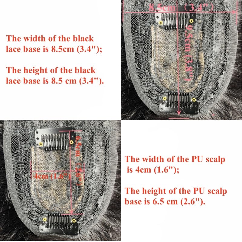 100% Human Hair Clip in Hairpieces with 3D Air Bangs Straight Hair Mid Part Wiglets (1B) N332058