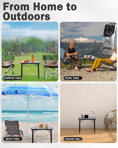 Black 25"x16"x22" Small Folding Aluminum Camping Table E243134