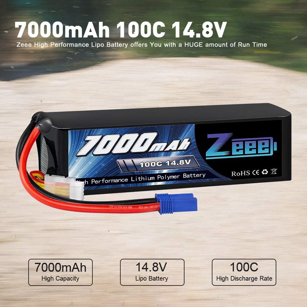 14.8V 4S 100C 7000mAh Lipo Battery with EC5 Connector 2 Pack P555