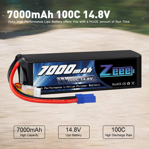 14.8V 4S 100C 7000mAh Lipo Battery with EC5 Connector 2 Pack P555