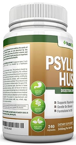 240 Capsules Psyllium Husk Capsules 1450mg Per Serving Double Strength R106165