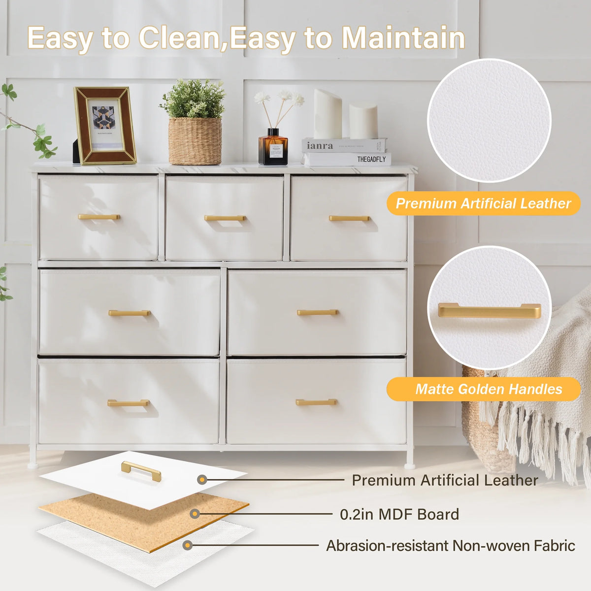 White 7 Drawer Dresser B108835
