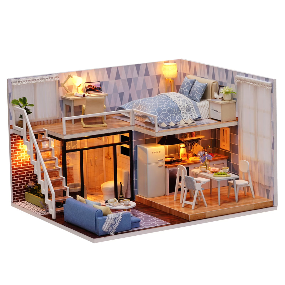 White Room Wooden DIY Dollhouse Furniture Kit J43266