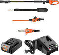 20V Electric Pole Saw Hedge Trimmer 2 in 1 Combo Kit with 2.0Ah Battery and Charger C4207