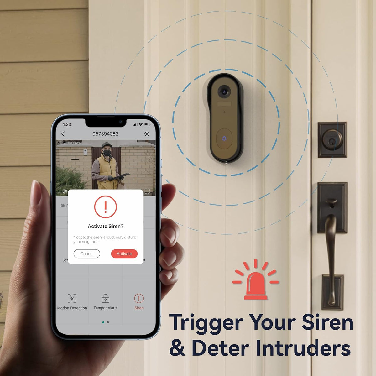 Battery Powered WiFi Doorbell Camera with Chime, 32G SD Card, 1080P Night Vision Q4477