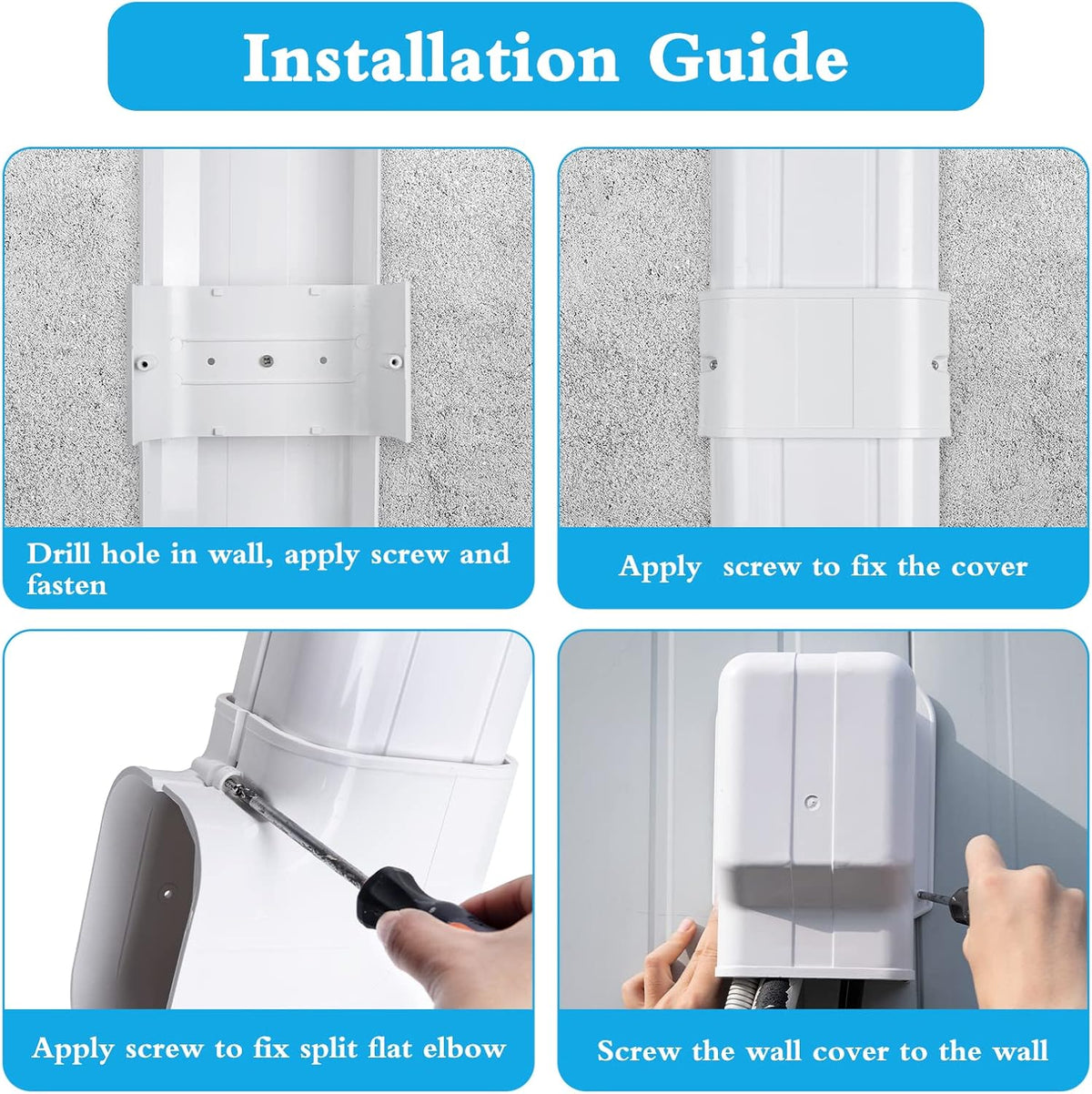 17Ft PVC Decorative Line Set Cover Kit for Ductless Mini Split Air Conditioners J6641