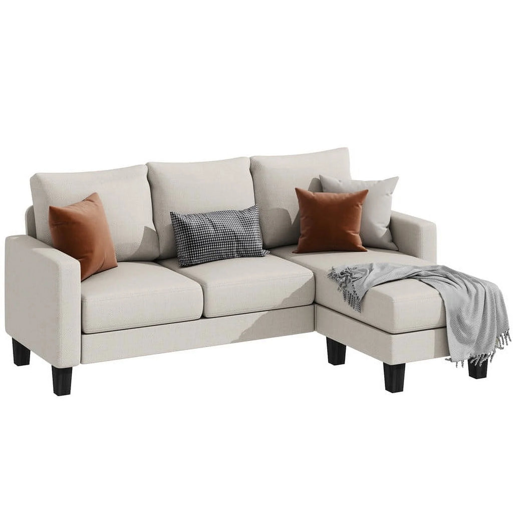 Convertible Sectional Sofa, L-Shaped 3-Seat Sofa with Reversible Chaise, Dark Gray V818583