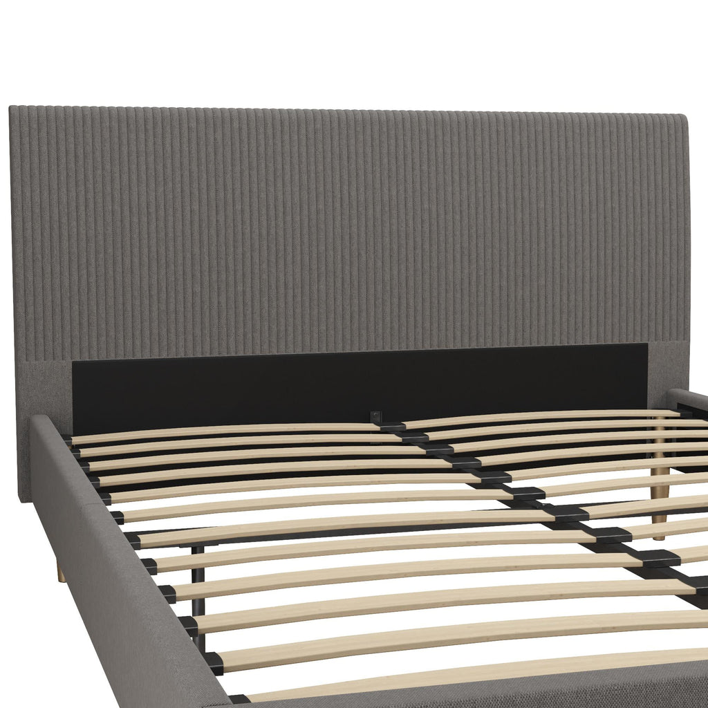 Ivory Velvet Queen Upholstered Bed with Headboard J10874