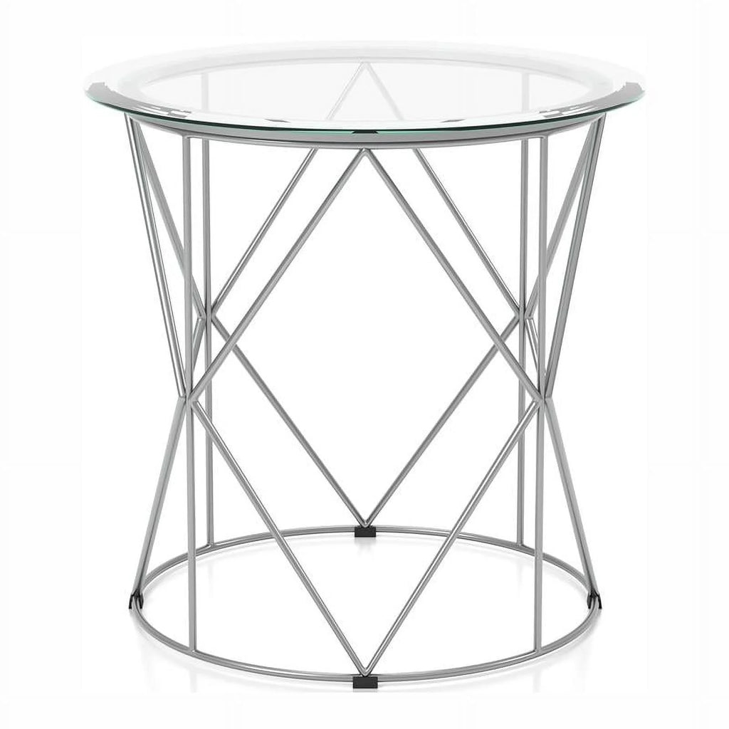 Contemporary Glass Top Round End Table L86859