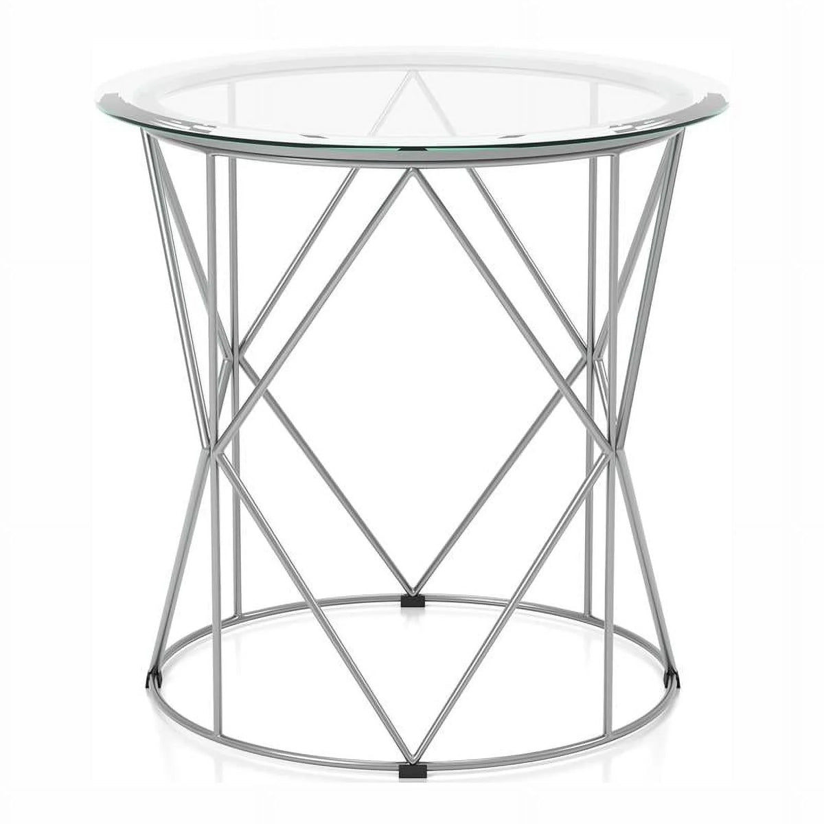 Contemporary Glass Top Round End Table L86859