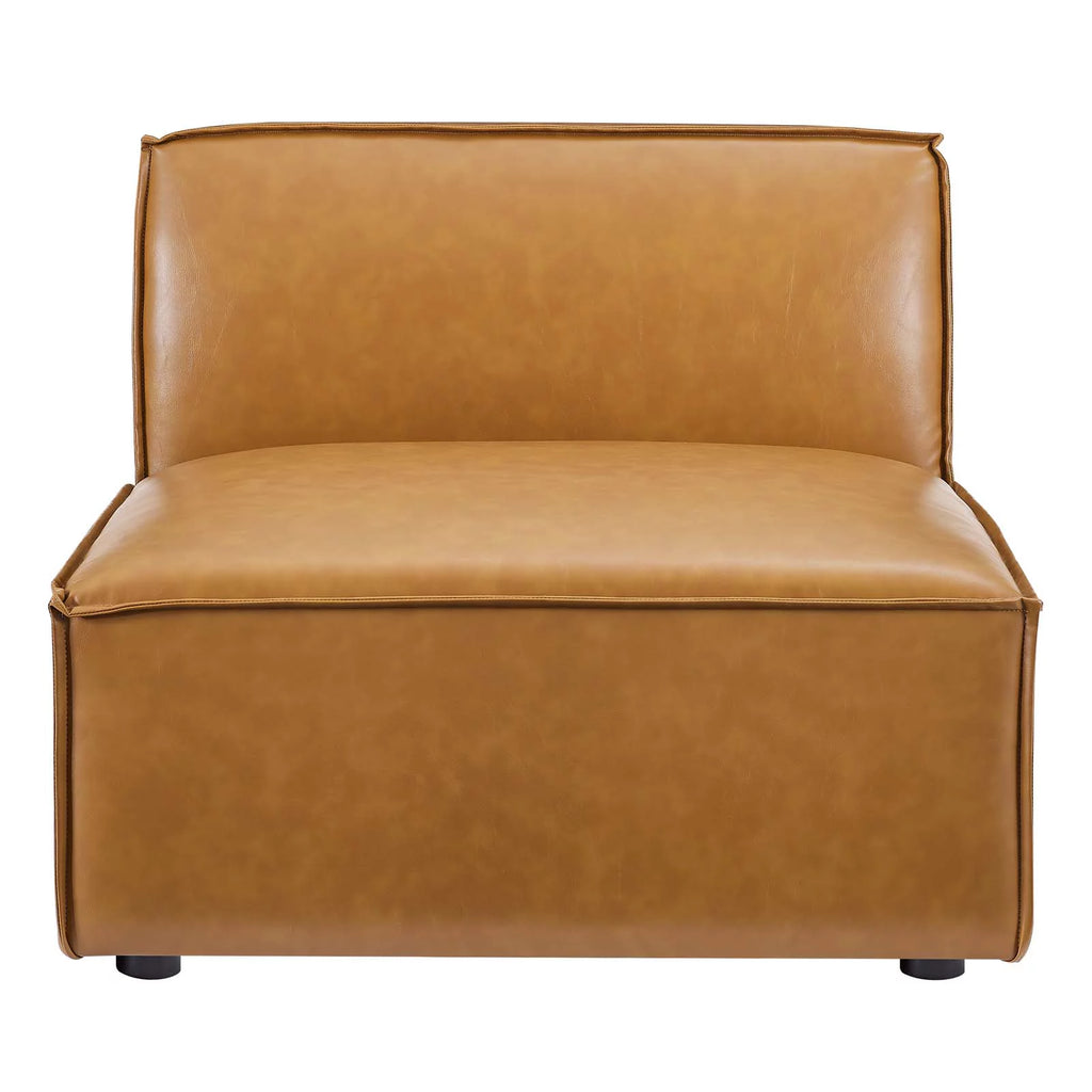 Tan 6-Piece Vegan Leather Sectional Sofa I79025