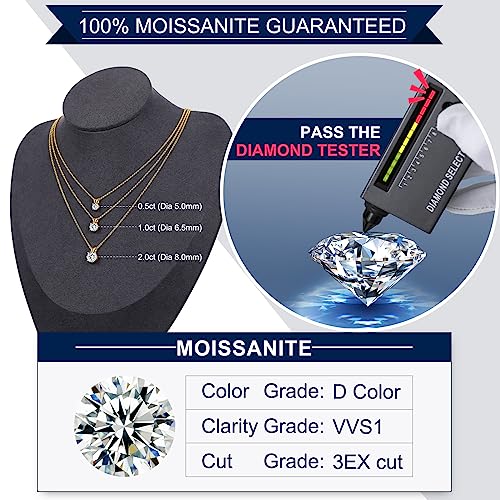 0.1CT-12.0CT Lab Created Diamond Pendant 18K White Yellow Gold Plated Sterling Silver Round Moissanite Solitaire Necklace J8664