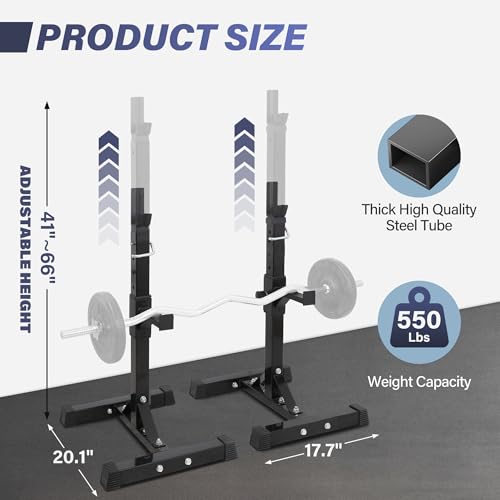 Adjustable Steel Squat Rack Pair 41"-66" N992