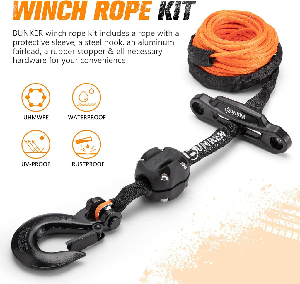 Synthetic Winch Rope Kit 3/16 x 50' 8200 LBS Orange Pack of 2 K31613