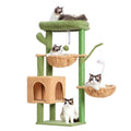 39.4 Inches Cat Tree with Scratching Post, Sisal Pole, Soft Platform, 2 Baskets and Dangling Toy H5220