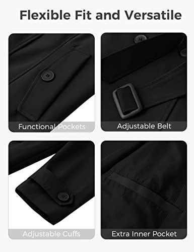 Women's Plus Size Double-Breasted Waterproof Trench Coat with Detachable Hood S54247