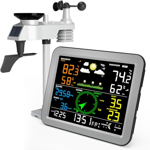 Wireless 7-in-1 Indoor Outdoor Weather Station with Rain Gauge H799618