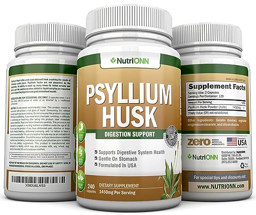 240 Capsules Psyllium Husk Capsules 1450mg Per Serving Double Strength R106165