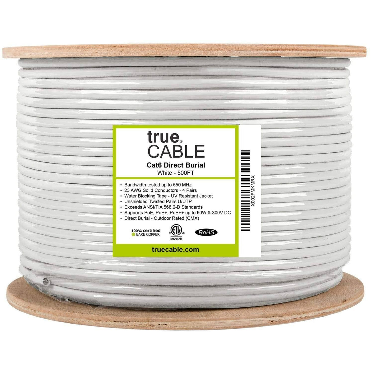 Cat6 Direct Burial Unshielded White 500ft M8880
