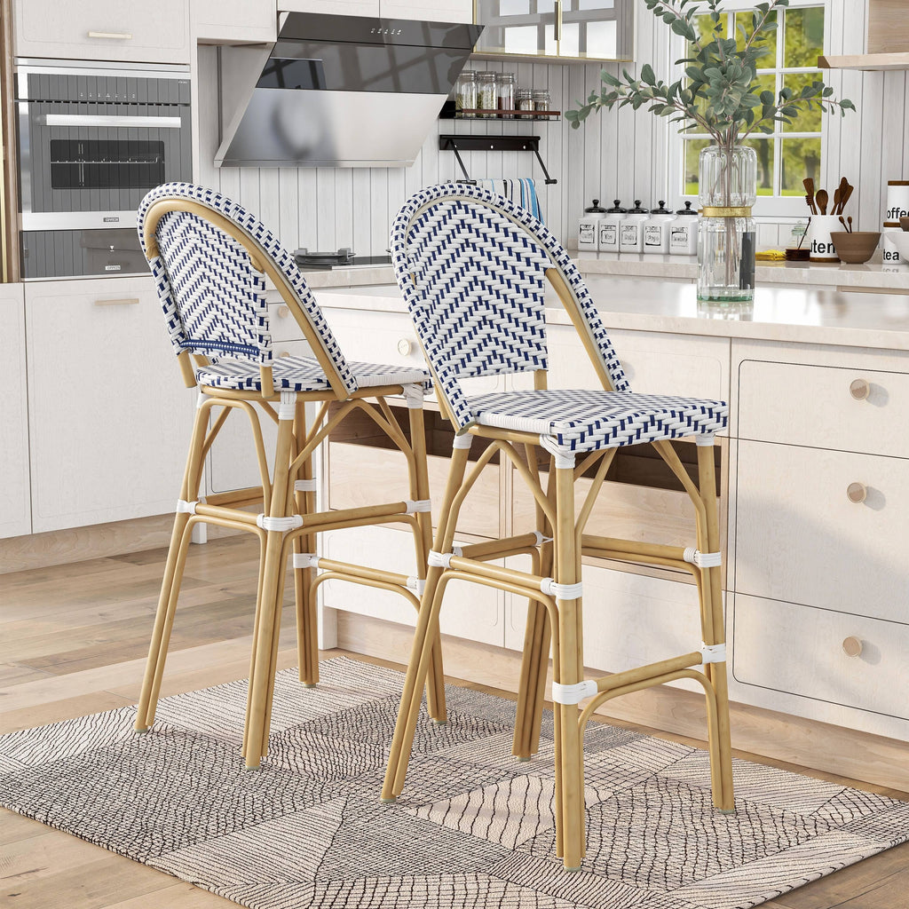 Natural Tone Patio Bar Chairs Set of 2 B6999
