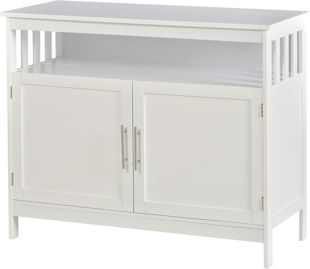 Black Kitchen Console Table with 2-Level Cabinet and Open Shelf W20522