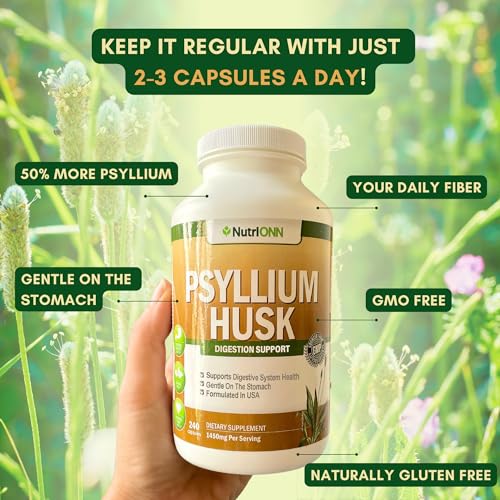 240 Capsules Psyllium Husk Capsules 1450mg Per Serving Double Strength R106165