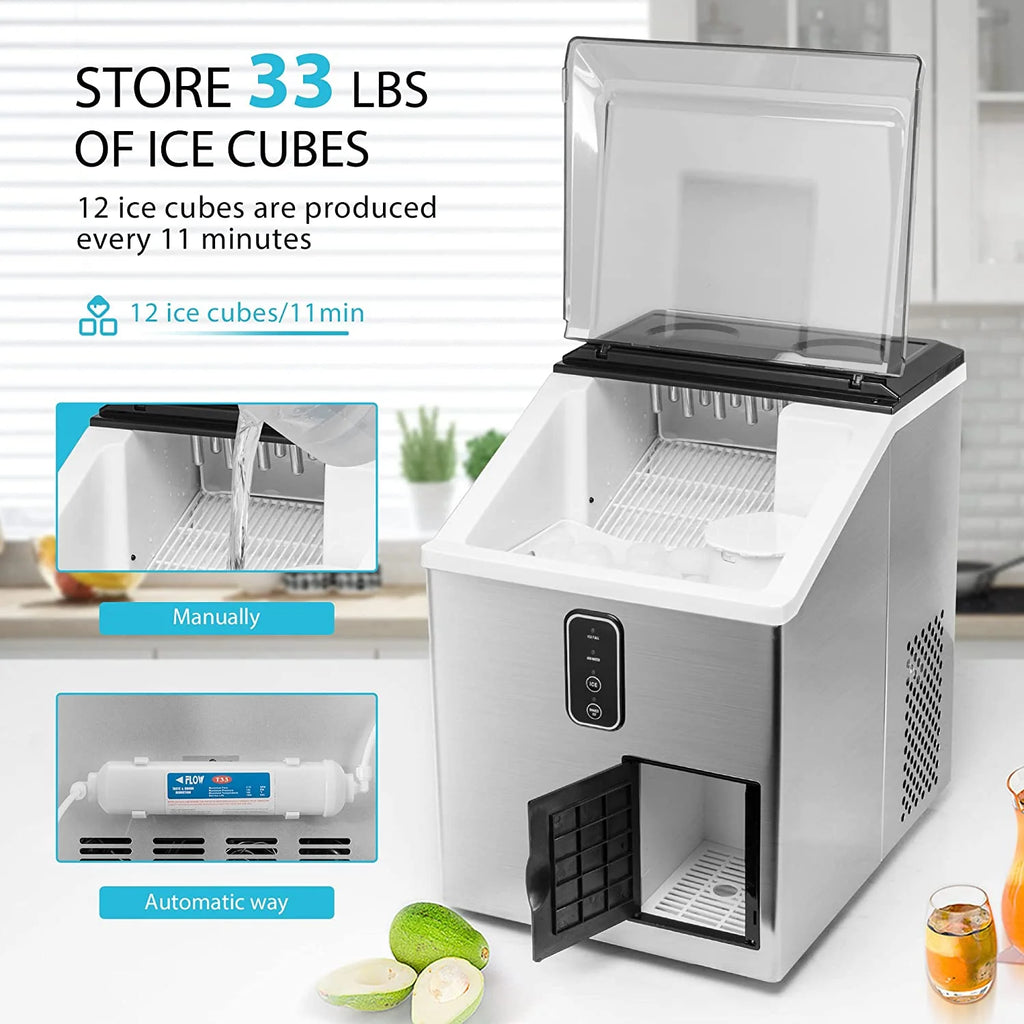 2 in 1 Countertop Ice Maker & Ice Shaver Machine, 33lbs/Day M37896