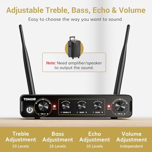 Wireless Microphone Systems, UHF Cordless Handheld Dynamic Mic Kit with Receiver, Black D967