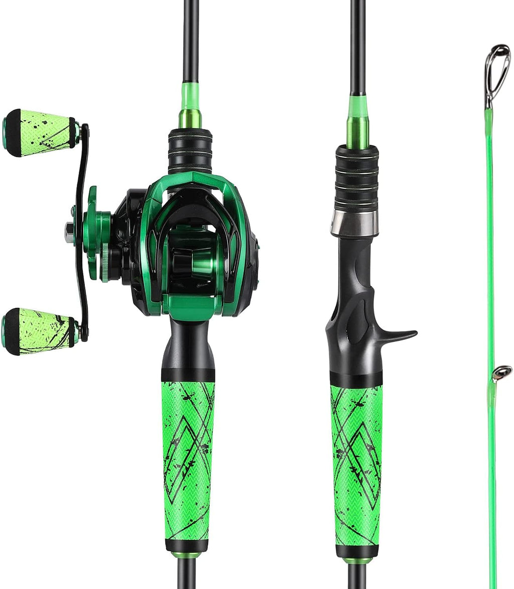 Medium Fast Baitcasting Fishing Rod and Reel Combo, 24-Ton Carbon Fiber 2 Pieces V27600