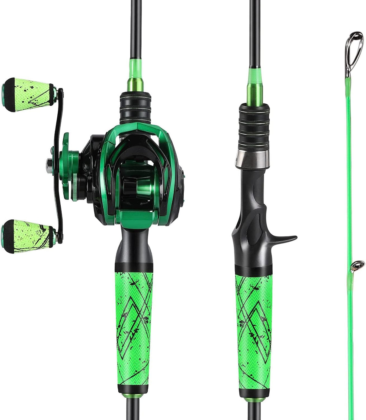 Medium Fast Baitcasting Fishing Rod and Reel Combo, 24-Ton Carbon Fiber 2 Pieces V27600