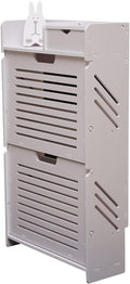 White Wood Look 2 Flip Drawers Freestanding Shoe Storage Cabinet K38043