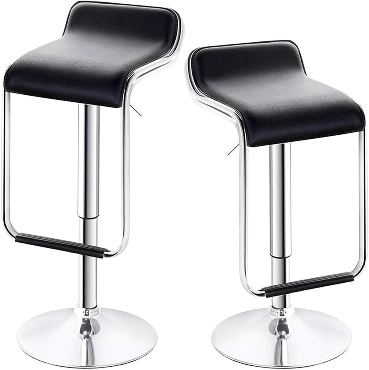 White Set of 2 Swivel Adjustable Bar Stools with Arms V1217