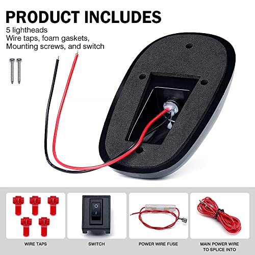 Black Smoked Lens 12 LEDs Cab Clearance Light 5 Pcs Roof Top Marker Running Lights Kit U434