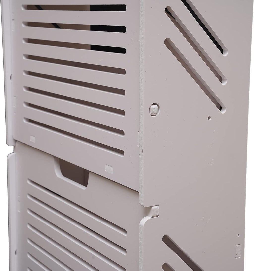 White Wood Look 2 Flip Drawers Freestanding Shoe Storage Cabinet K38043