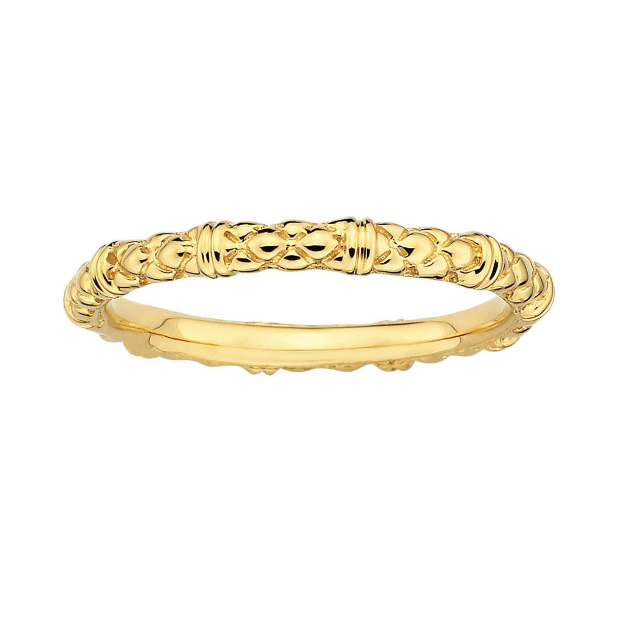 Sterling Silver Gold-Plated Cable Ring D63790