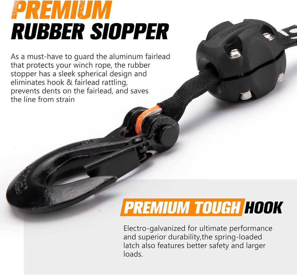 Synthetic Winch Rope Kit 3/16 x 50' 8200 LBS Orange Pack of 2 K31613