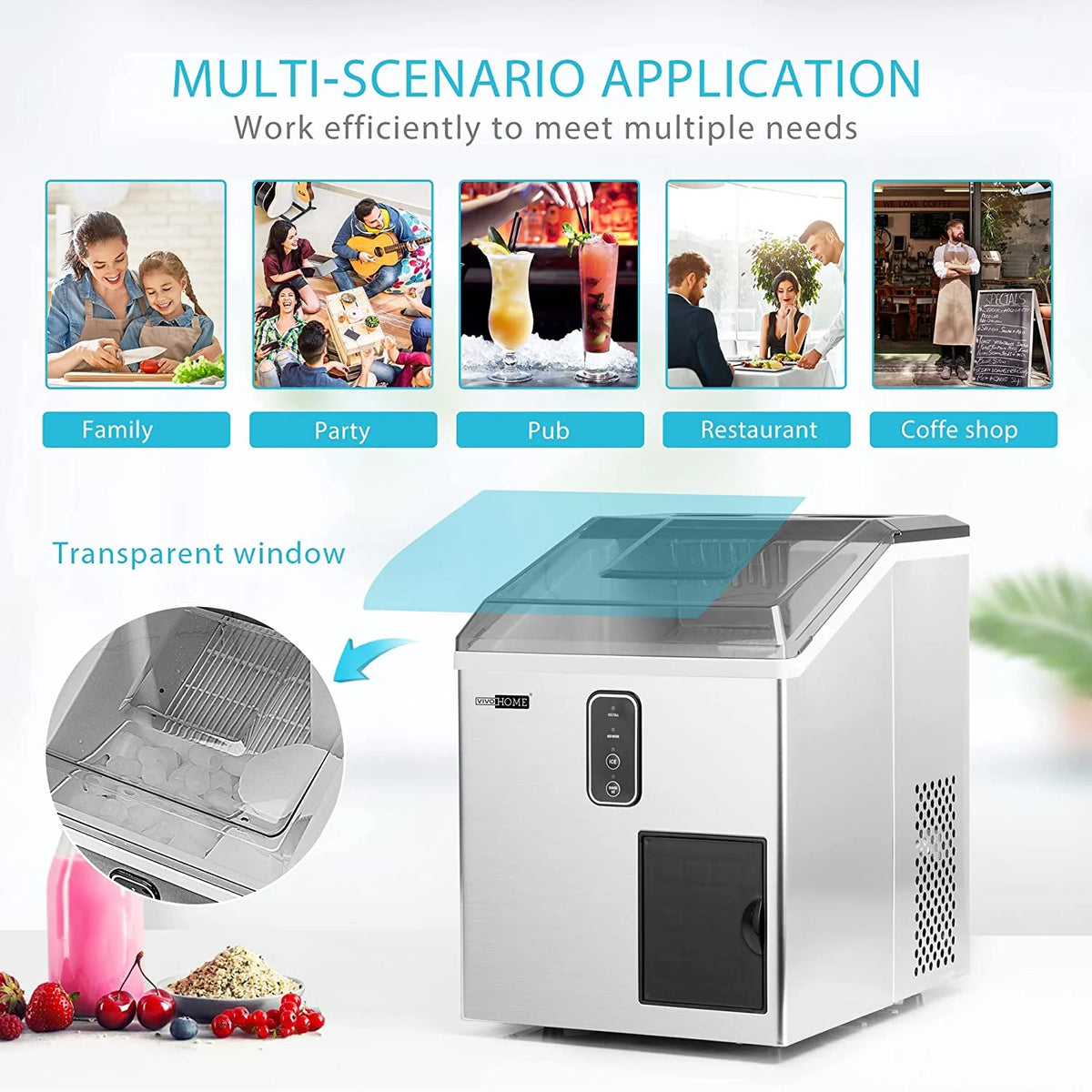 2 in 1 Countertop Ice Maker & Ice Shaver Machine, 33lbs/Day M37896