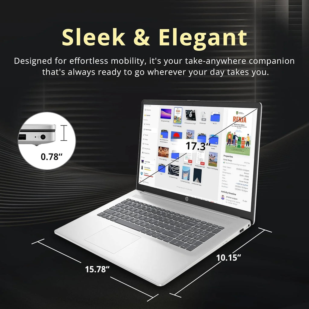 17.3" FHD Laptop with AMD Ryzen 5 7430U, 32GB RAM, 1TB SSD, Windows 11 Pro K906382