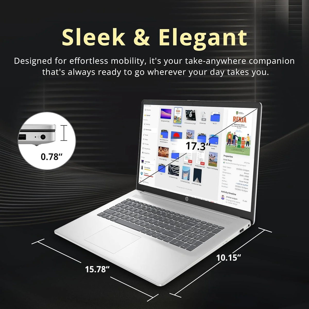 17.3" FHD Laptop with AMD Ryzen 5 7430U, 32GB RAM, 1TB SSD, Windows 11 Pro K906382